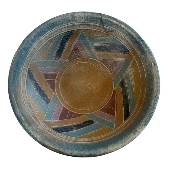 Handmade Pottery Bowl Star Design Decorative Centerpiece Dish - Picture 1 of 11